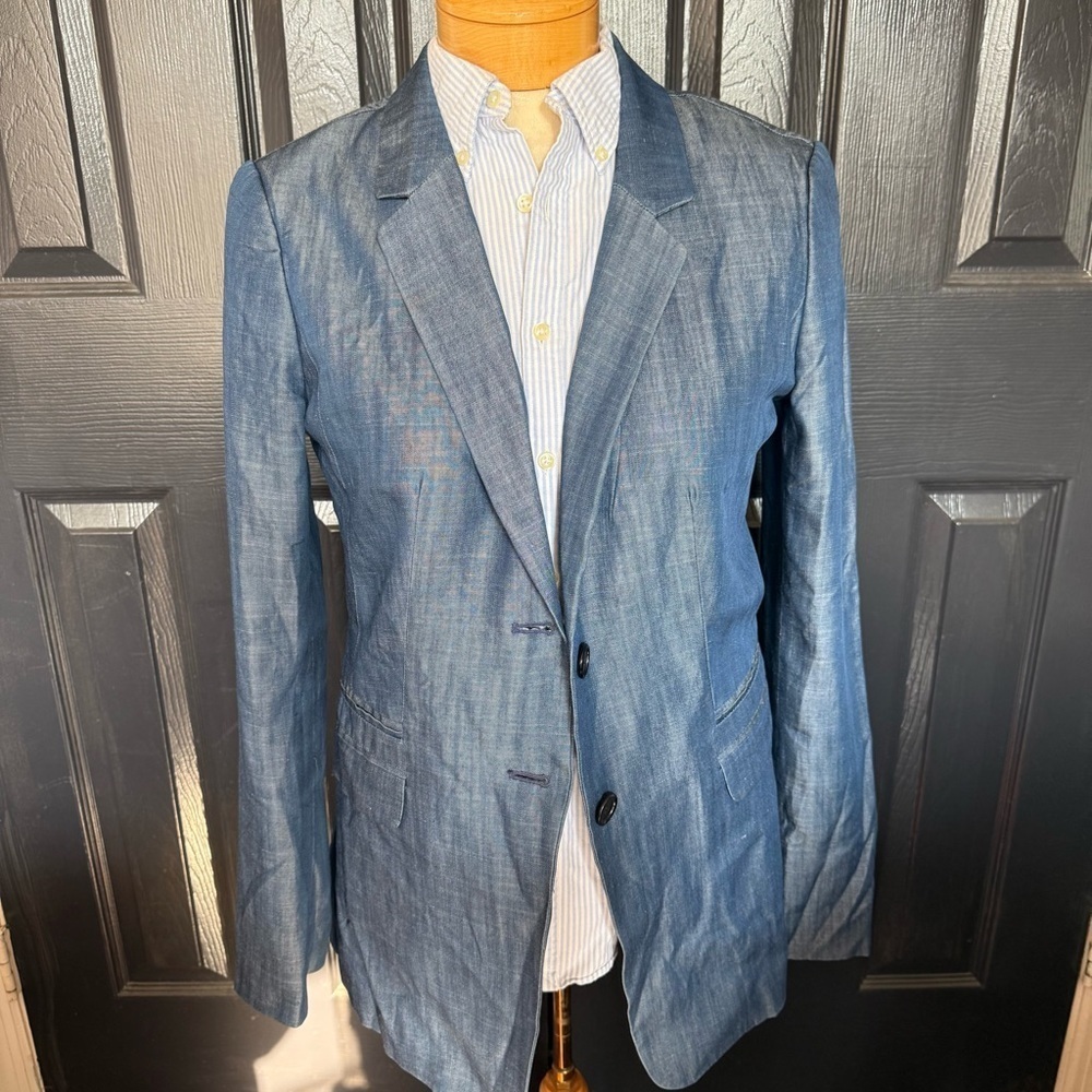 Classic Single-Button Navy Blue Blazer - Picture 3 of 16